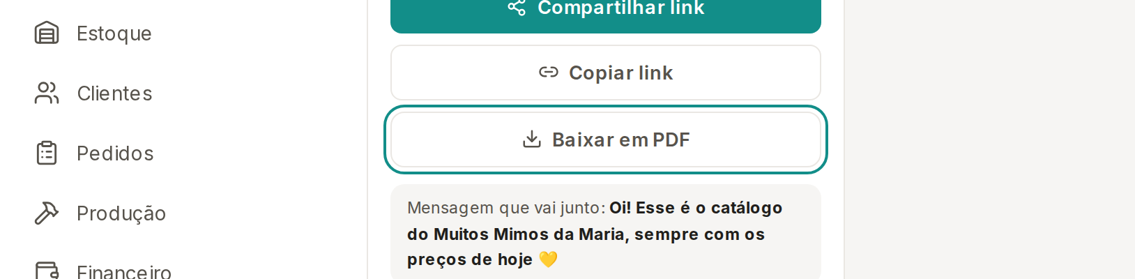 Tela do Calcularte com o elemento deste passo em destaque, em /catalogo
