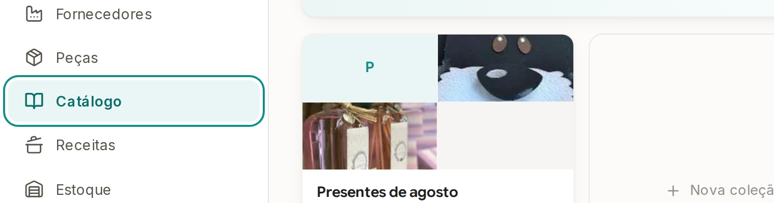 Tela do Calcularte com o elemento deste passo em destaque, em /catalogo