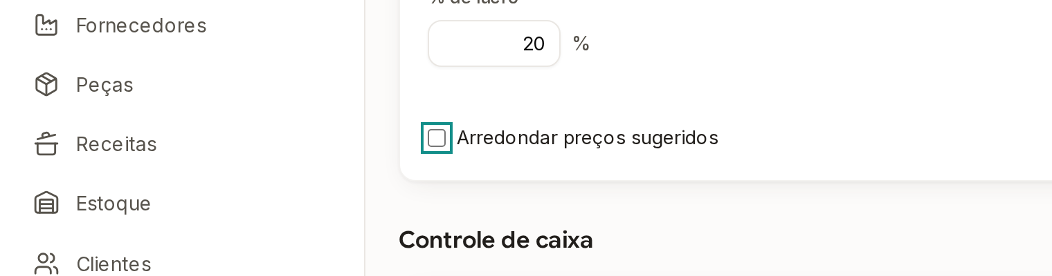 Tela do Calcularte com o elemento deste passo em destaque, em /configuracoes?aba=financas