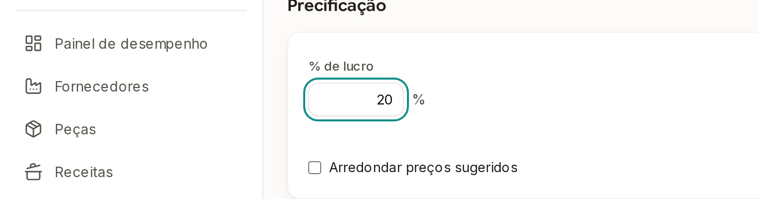 Tela do Calcularte com o elemento deste passo em destaque, em /configuracoes?aba=financas