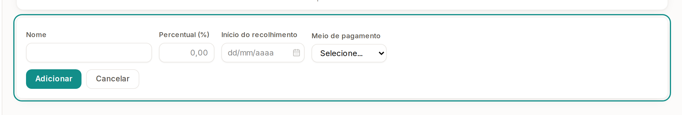 Tela do Calcularte com o elemento deste passo em destaque, em /configuracoes?aba=impostos