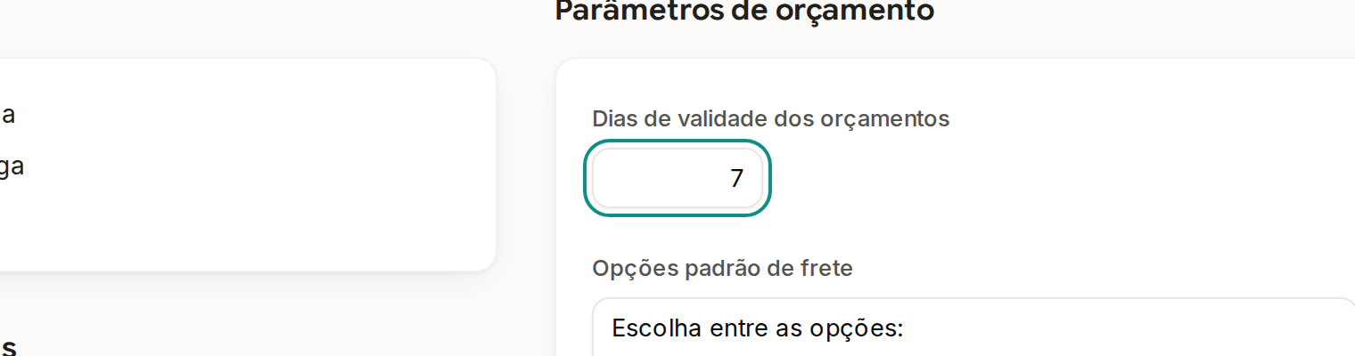 Tela do Calcularte com o elemento deste passo em destaque, em /configuracoes?aba=pedidos