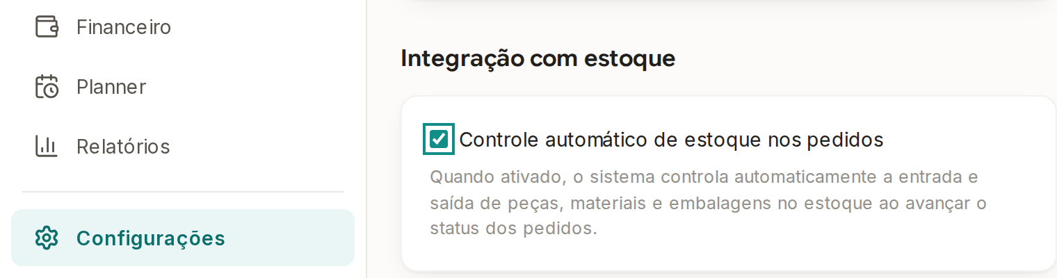 Tela do Calcularte com o elemento deste passo em destaque, em /configuracoes?aba=pedidos