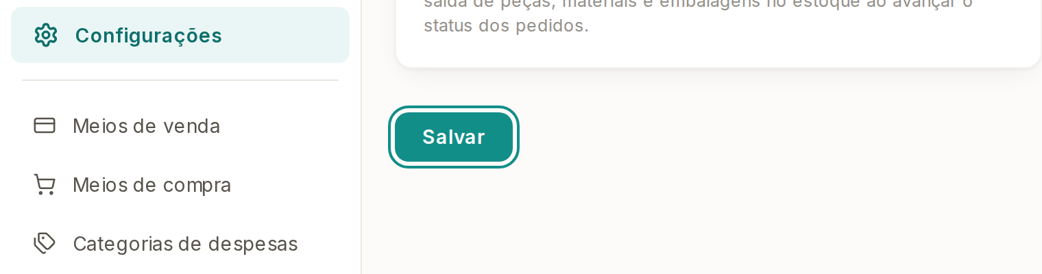 Tela do Calcularte com o elemento deste passo em destaque, em /configuracoes?aba=pedidos