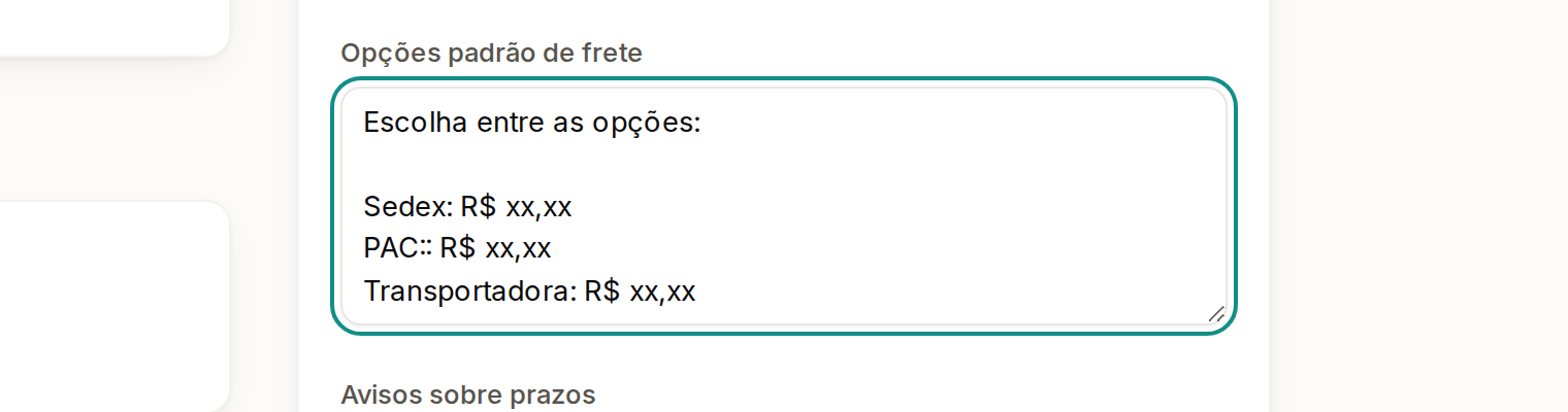 Tela do Calcularte com o elemento deste passo em destaque, em /configuracoes?aba=pedidos