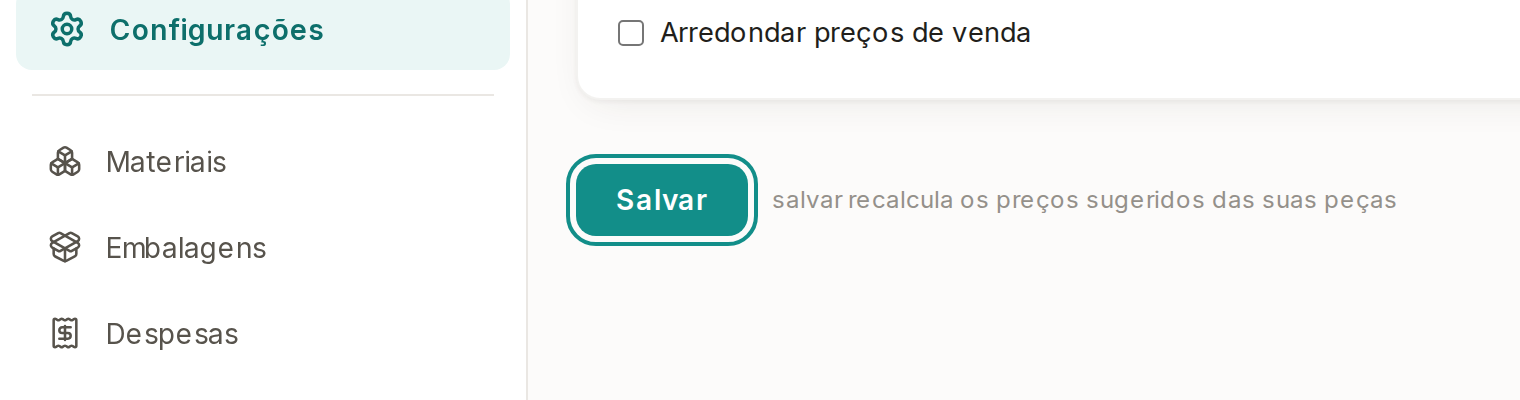 Tela do Calcularte com o elemento deste passo em destaque, em /configuracoes?aba=sistema-de-trabalho