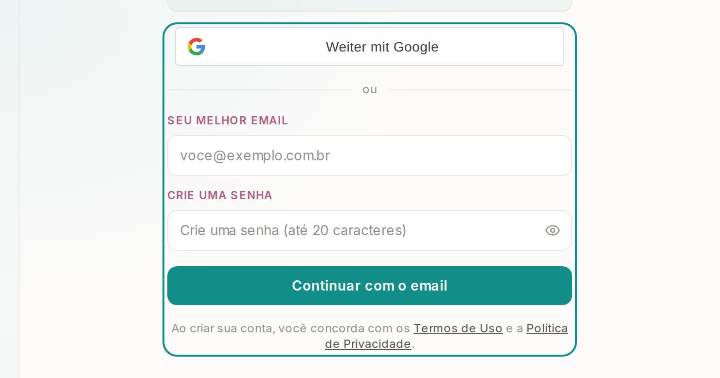 Tela do Calcularte com o elemento deste passo em destaque, em /criar-conta
