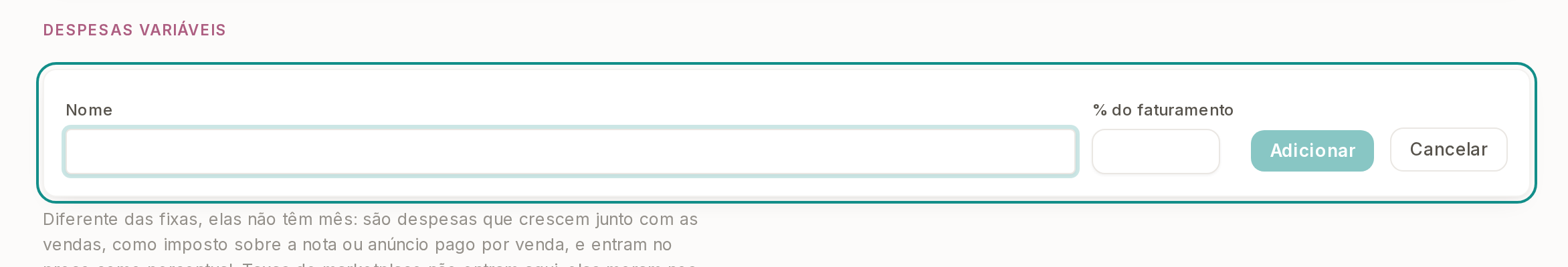 Tela do Calcularte com o elemento deste passo em destaque, em /despesas