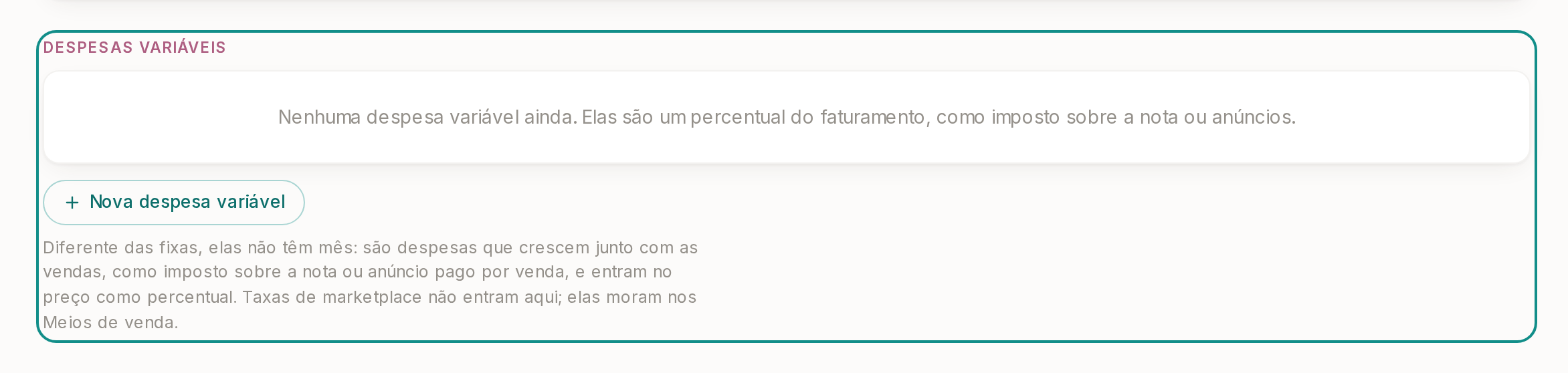 Tela do Calcularte com o elemento deste passo em destaque, em /despesas