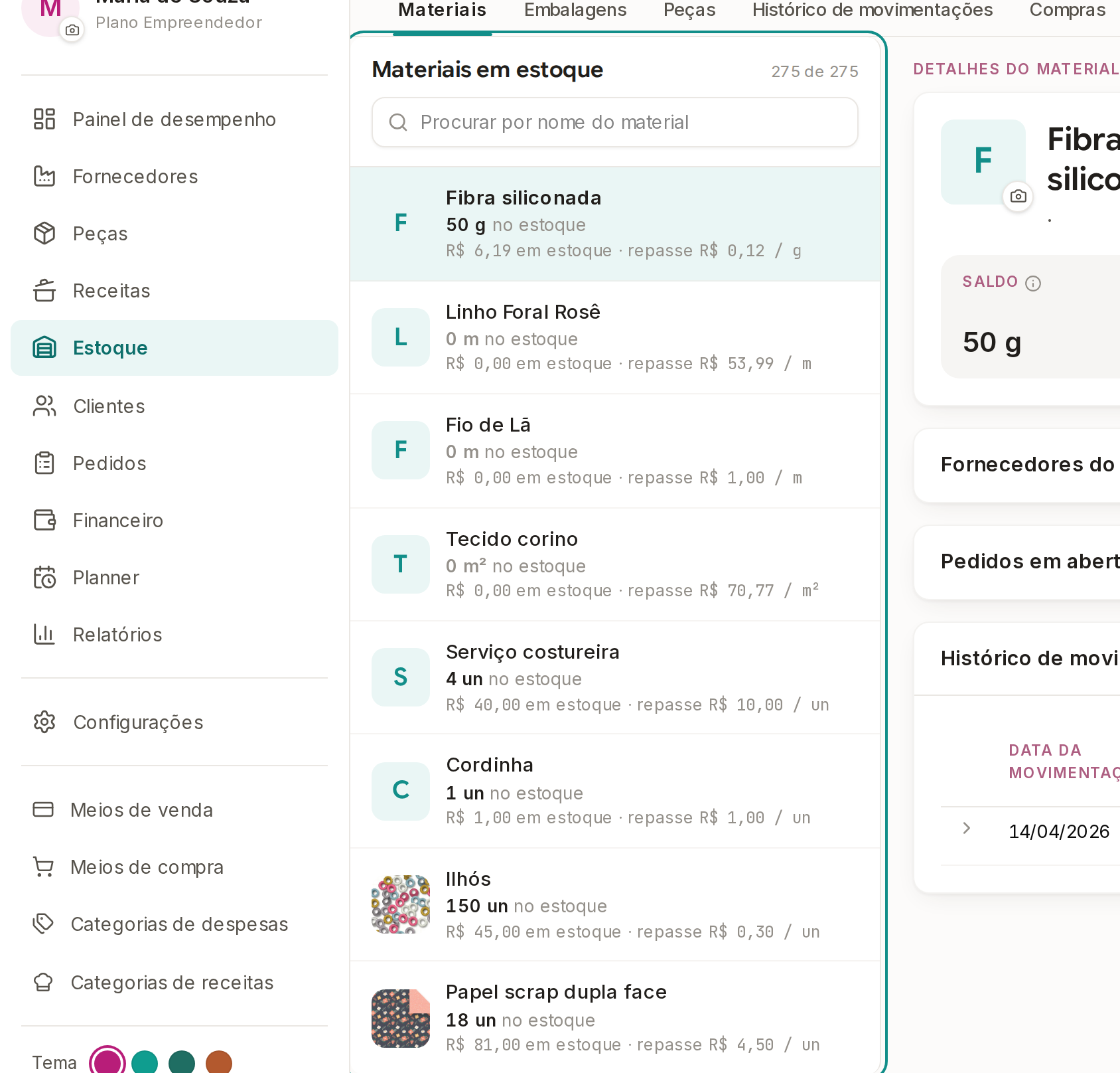 Tela do Calcularte com o elemento deste passo em destaque, em /estoque
