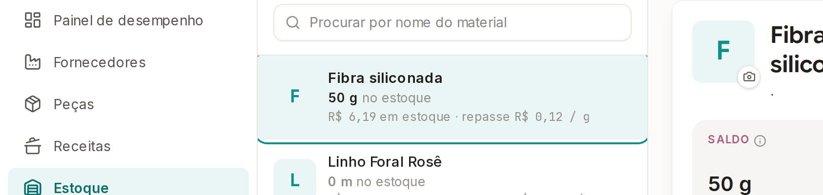 Tela do Calcularte com o elemento deste passo em destaque, em /estoque