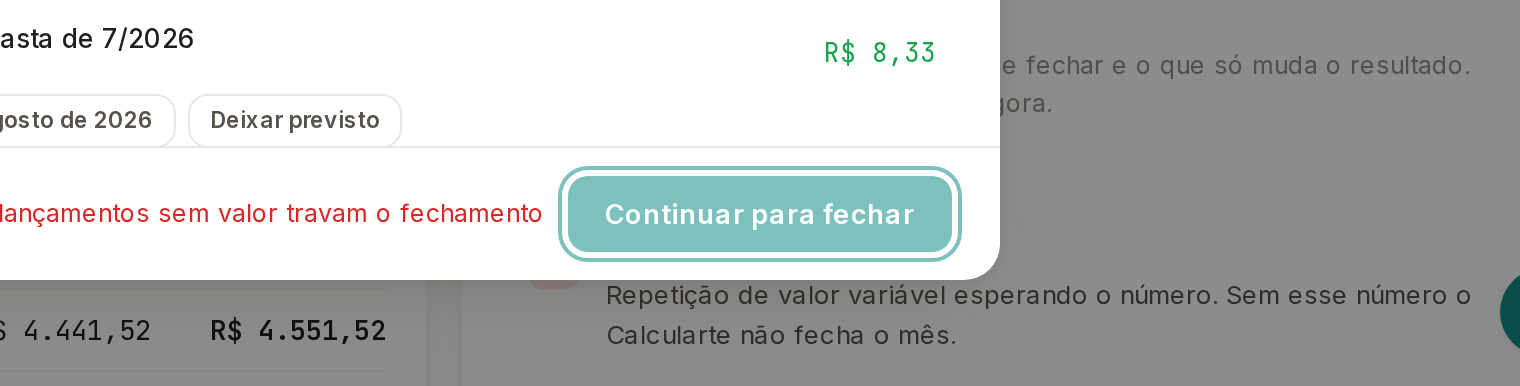 Tela do Calcularte com o elemento deste passo em destaque, em /financeiro