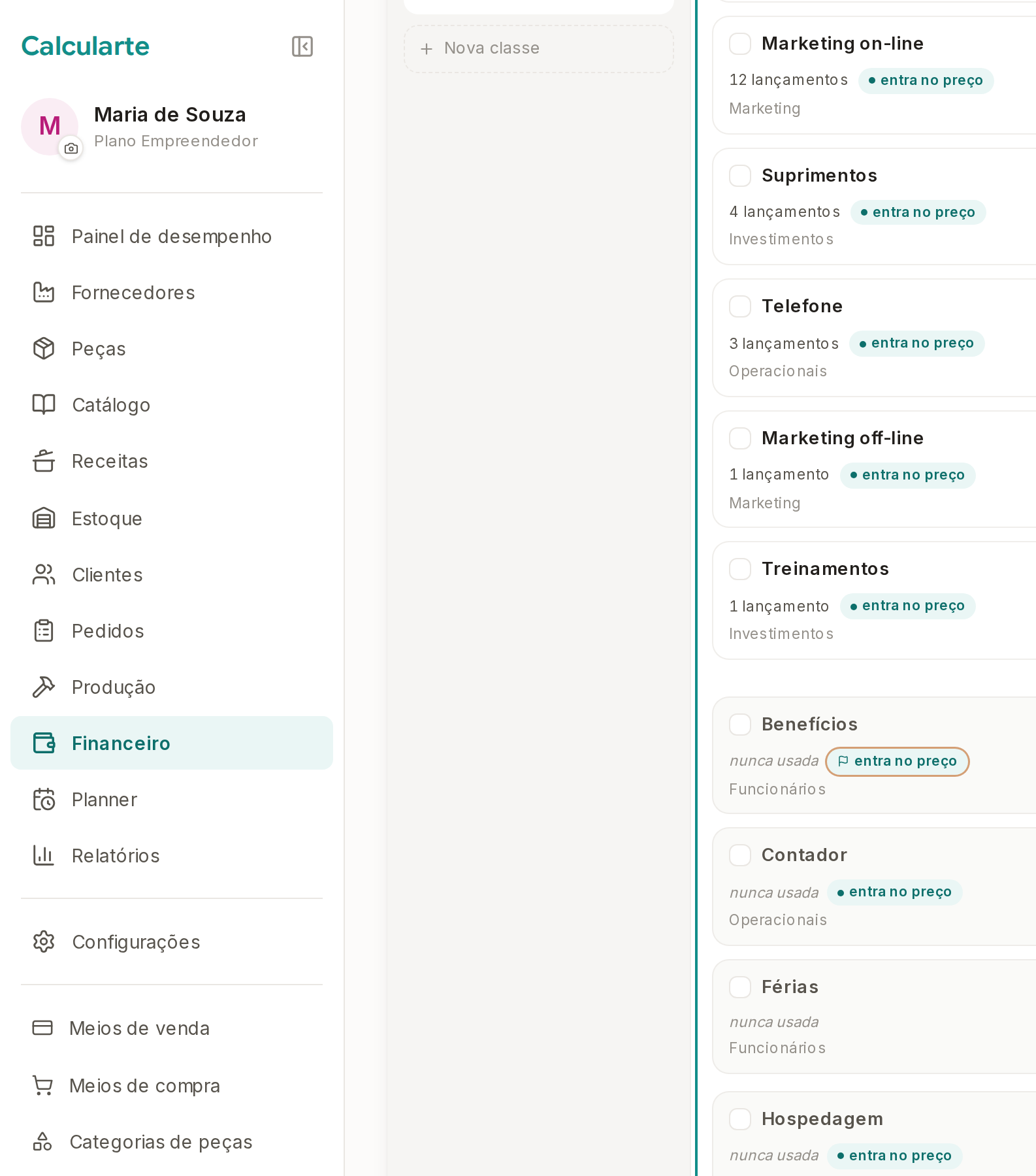Tela do Calcularte com o elemento deste passo em destaque, em /financeiro/categorias