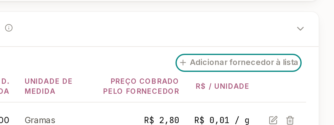 Tela do Calcularte com o elemento deste passo em destaque, em /fornecedores