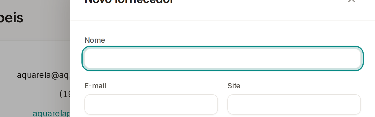 Tela do Calcularte com o elemento deste passo em destaque, em /fornecedores