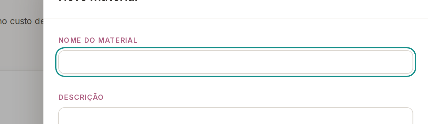 Tela do Calcularte com o elemento deste passo em destaque, em /materiais