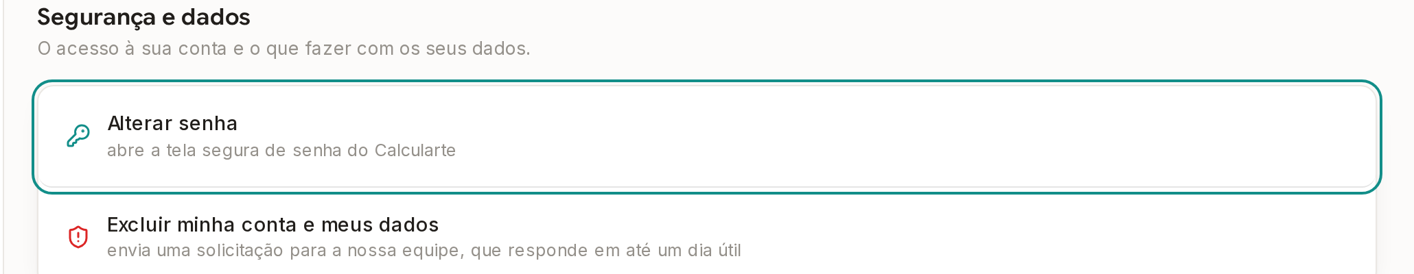 Tela do Calcularte com o elemento deste passo em destaque, em /minha-conta