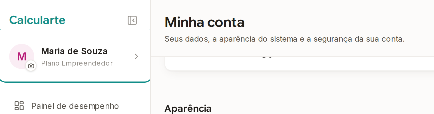 Tela do Calcularte com o elemento deste passo em destaque, em /minha-conta