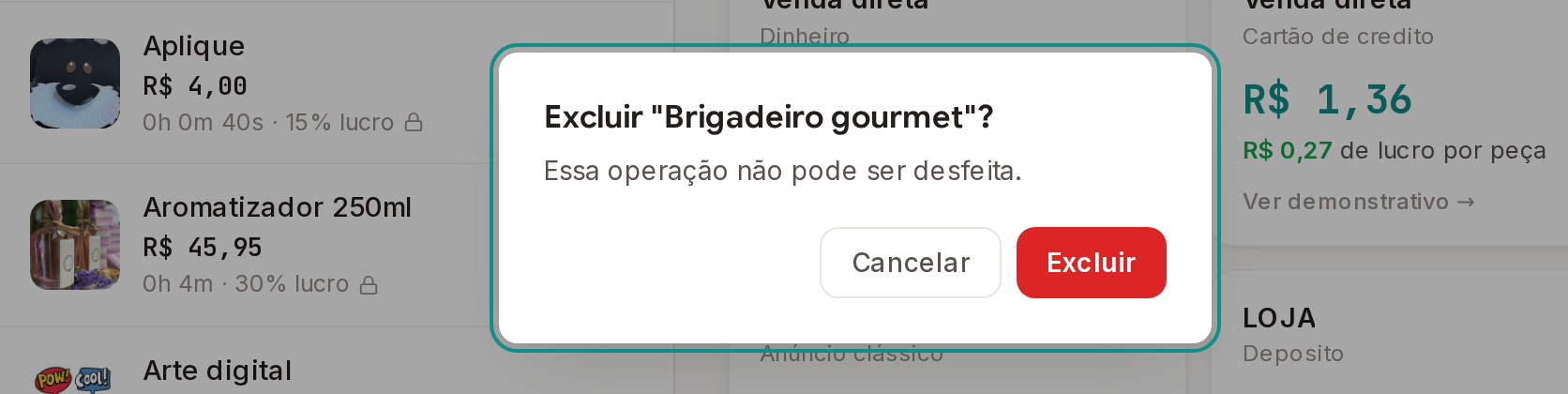 Tela do Calcularte com o elemento deste passo em destaque, em /pecas