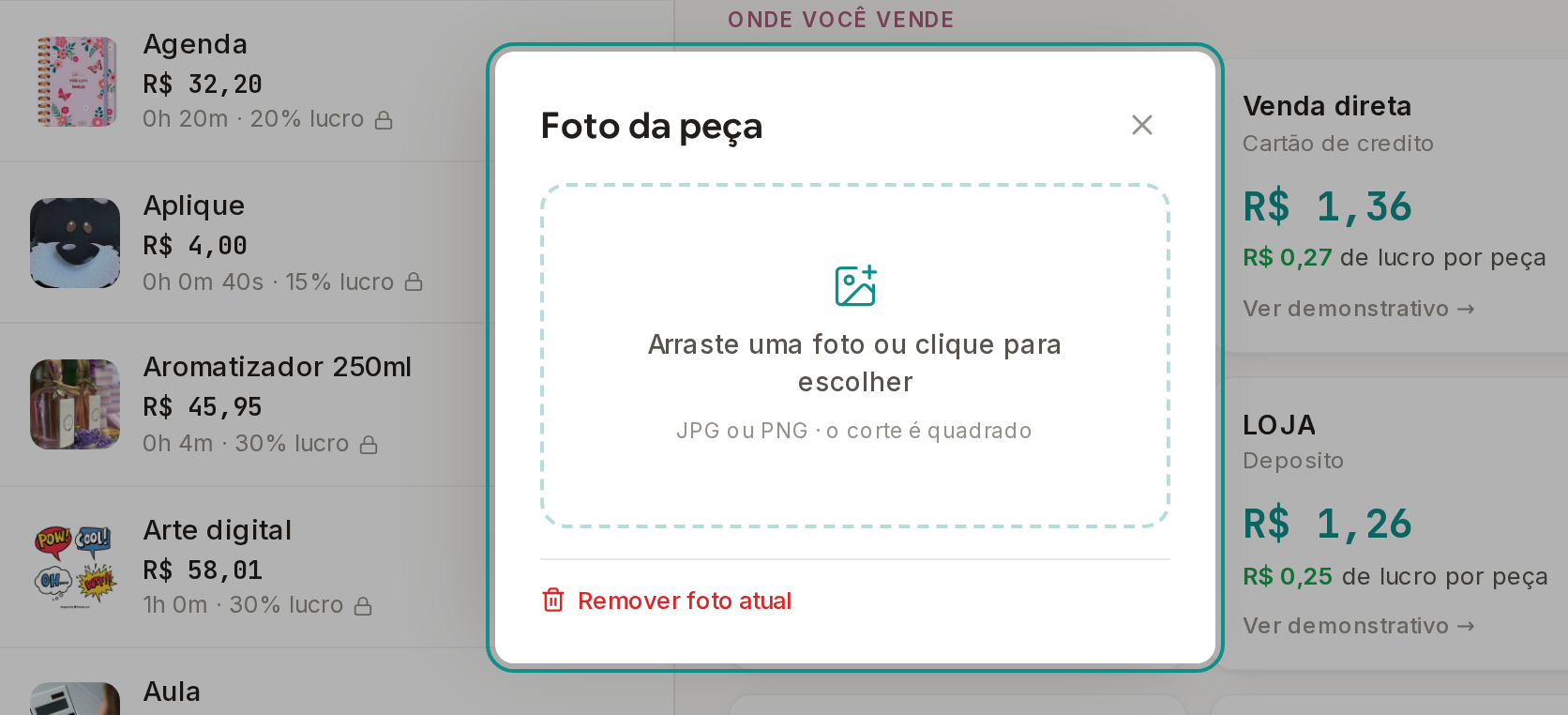 Tela do Calcularte com o elemento deste passo em destaque, em /pecas