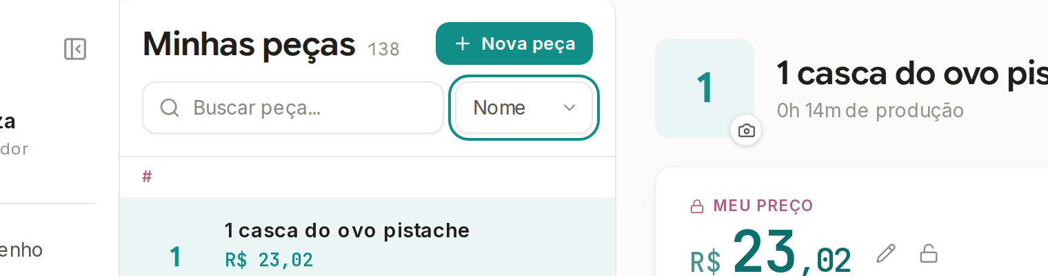 Tela do Calcularte com o elemento deste passo em destaque, em /pecas