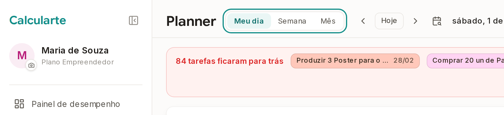 Tela do Calcularte com o elemento deste passo em destaque, em /planner