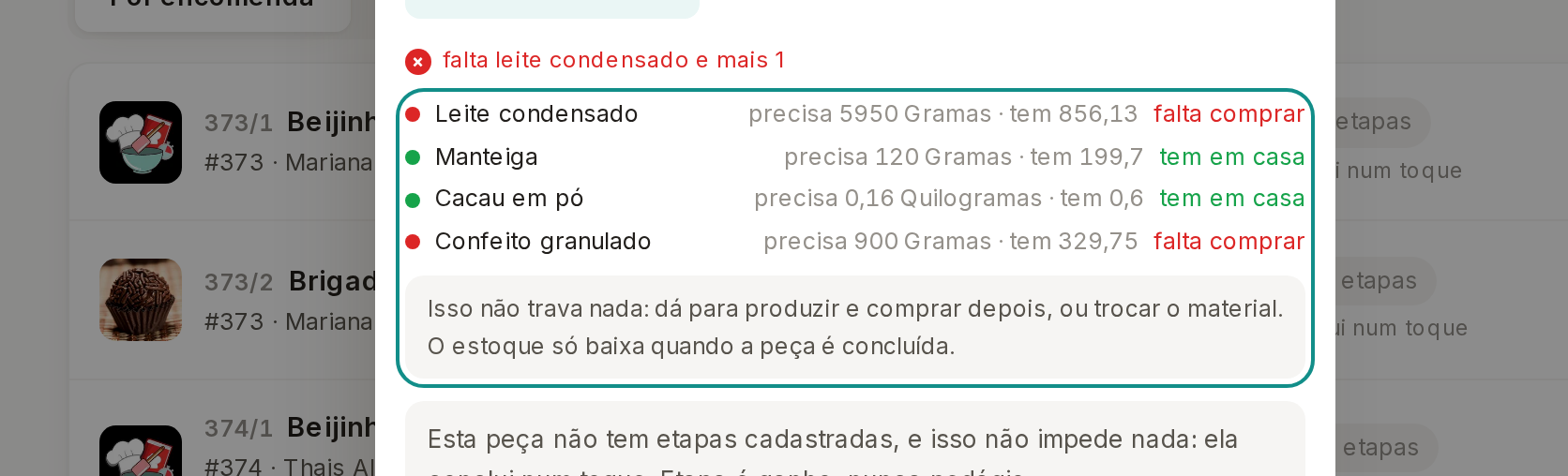 Tela do Calcularte com o elemento deste passo em destaque, em /producao