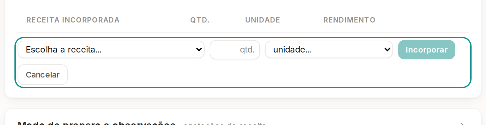 Tela do Calcularte com o elemento deste passo em destaque, em /receitas