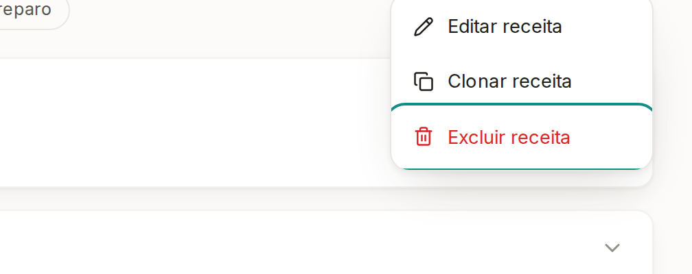 Tela do Calcularte com o elemento deste passo em destaque, em /receitas