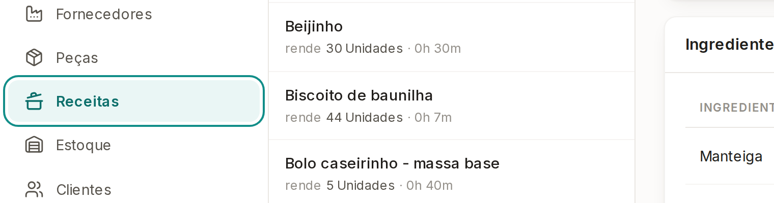 Tela do Calcularte com o elemento deste passo em destaque, em /receitas