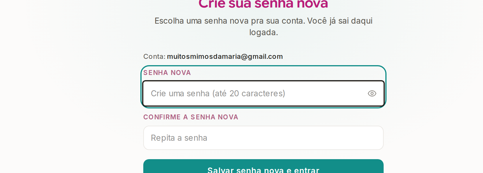Tela do Calcularte com o elemento deste passo em destaque, em /redefinir-senha