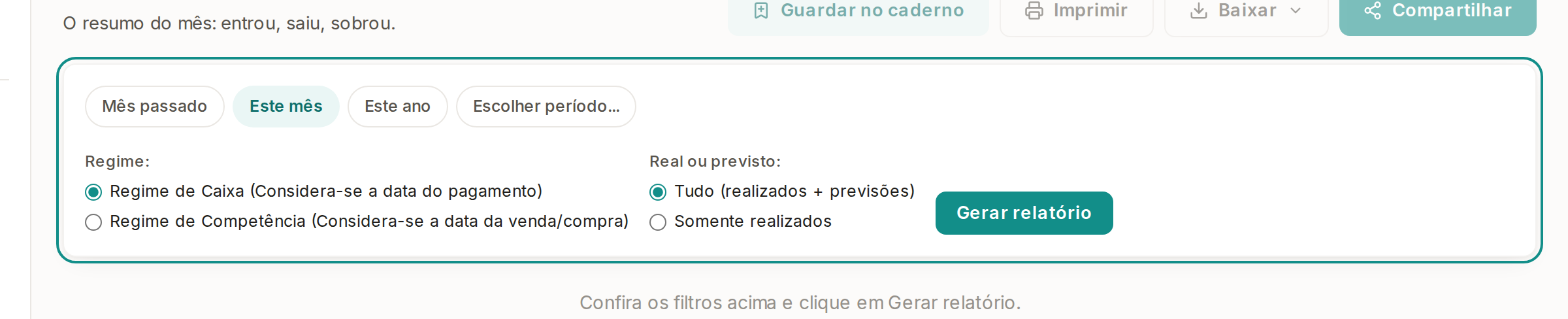 Tela do Calcularte com o elemento deste passo em destaque, em /relatorios