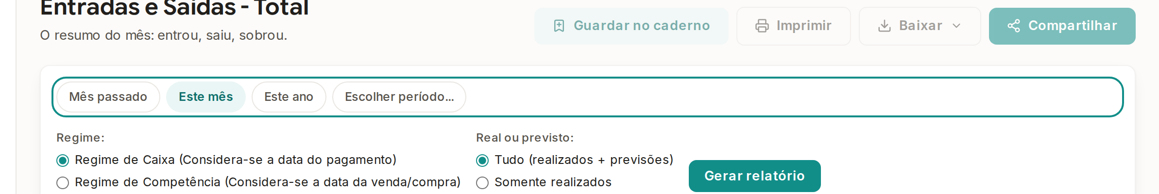 Tela do Calcularte com o elemento deste passo em destaque, em /relatorios